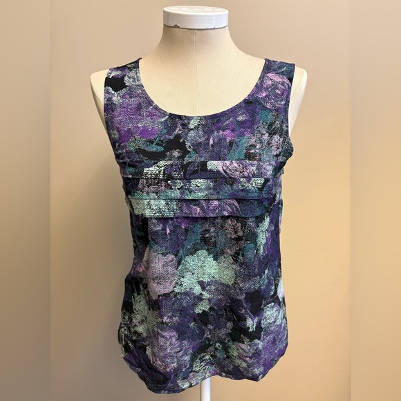 Reitmans Purple Pleated &  Abstract Printed Sleeveless Tank Top women size Small - Picture 1 of 9